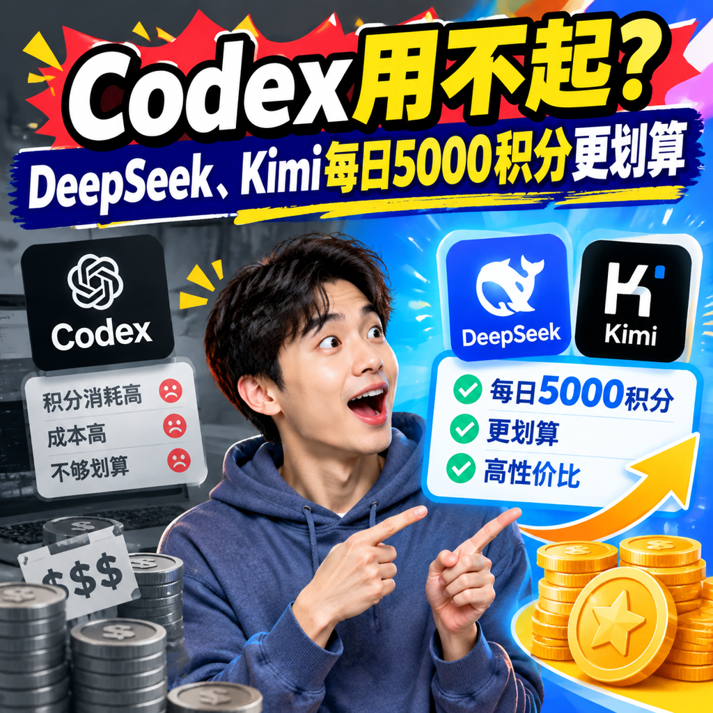 Codex成本太高？DeepSeek、Kimi每日5000积分更划算