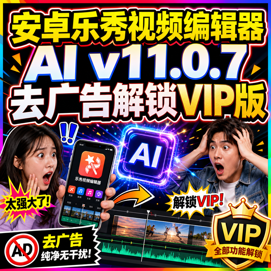 乐秀视频编辑器AI解锁VIP去广告版，安卓用户直接白嫖