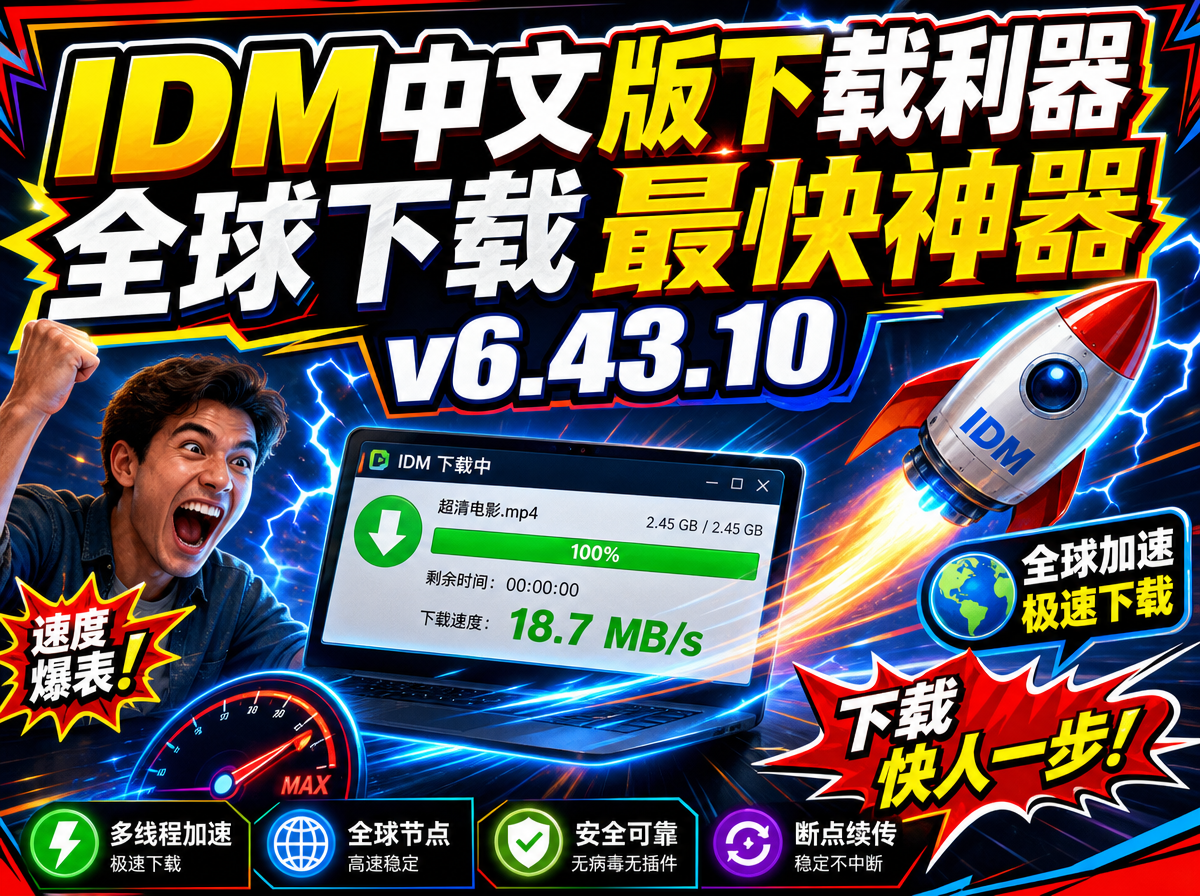 IDM中文版下载利器全球下载最快神器v6.43.10